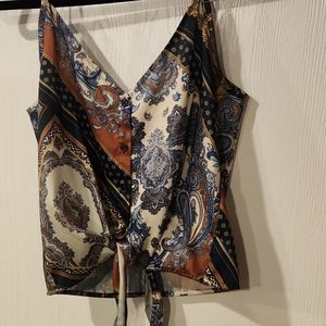 Adorable spaghetti strap top with boho Paisley, colorful pattern